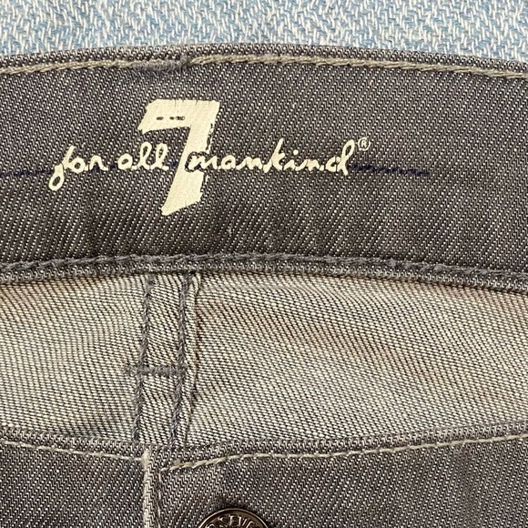 7 For All Mankind Grey Straight Leg Button Fly Jeans, Size 38/33, Cotton/Spandex - Picture 6 of 12